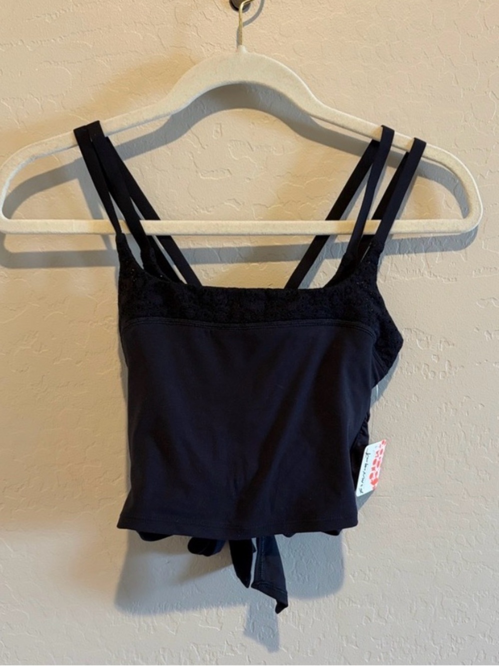 Free People Movement Women's Black Strappy Tie-Back Tank Top